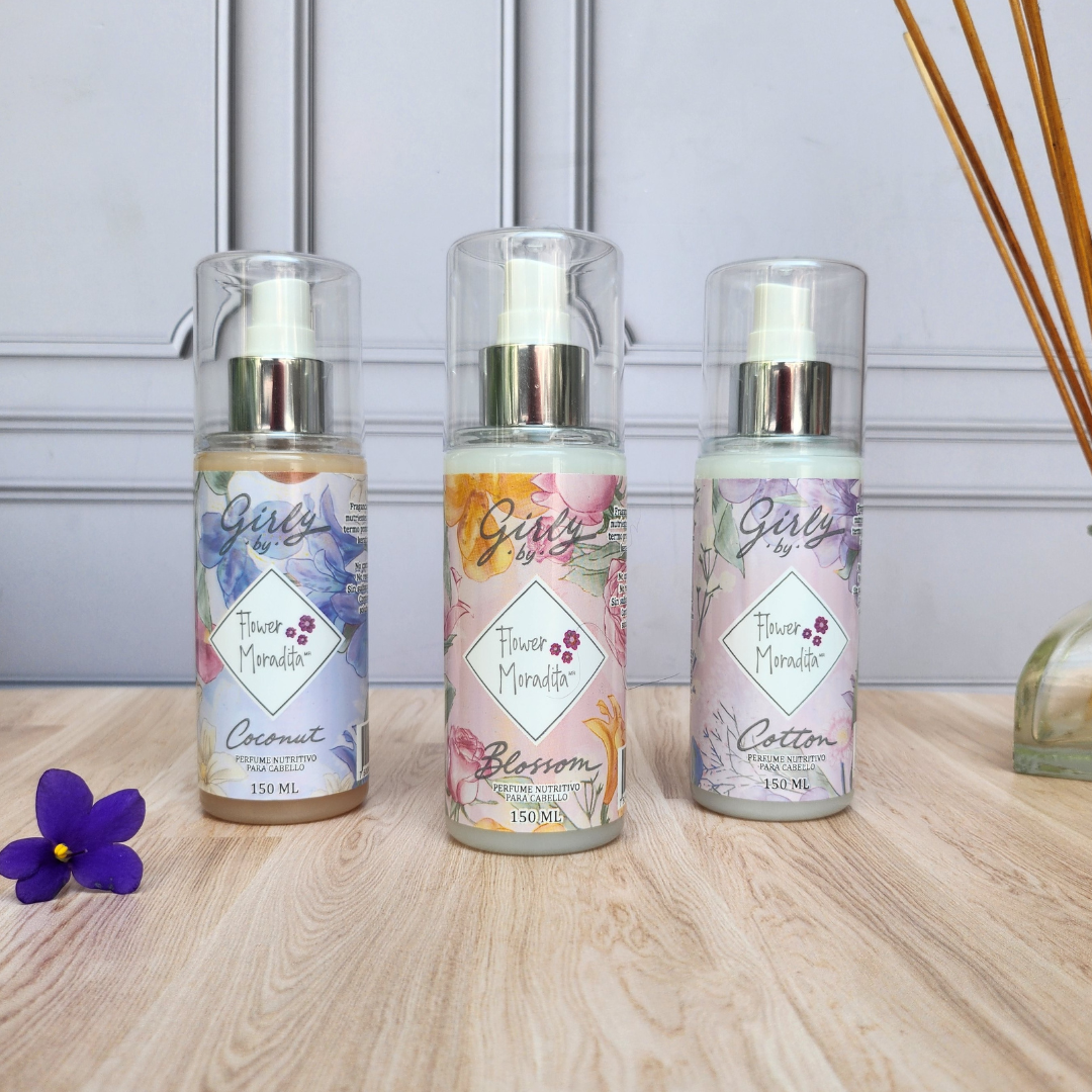 Kit de 3 Perfumes Para Cabello Flower Moradita Girly